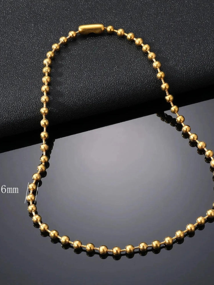 Collier perles en acier inoxydable